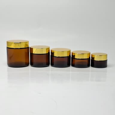 Amber Glass Jar - Gold Lid