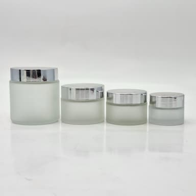 Frosted Glass Jar - Silver Lid