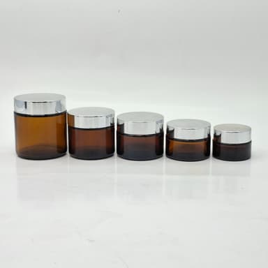 Amber Glass Jar -Silver Lid
