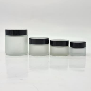 Frosted Glass Jar - Black Lid