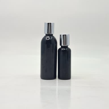 Round Black Bottle - Press Cap Silver