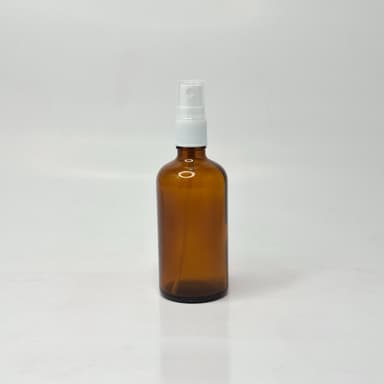 100ml Amber Glass Bottle - White Spray