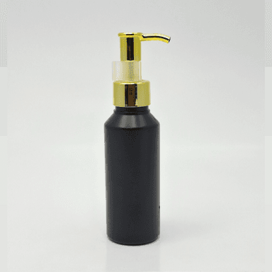100ml Black HDPE Bottle - Gold Long Neck Pump