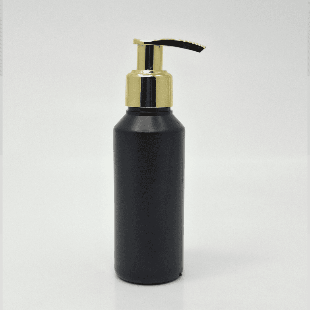 Main image of 100ml Black HDPE Bottle - Gold Pump