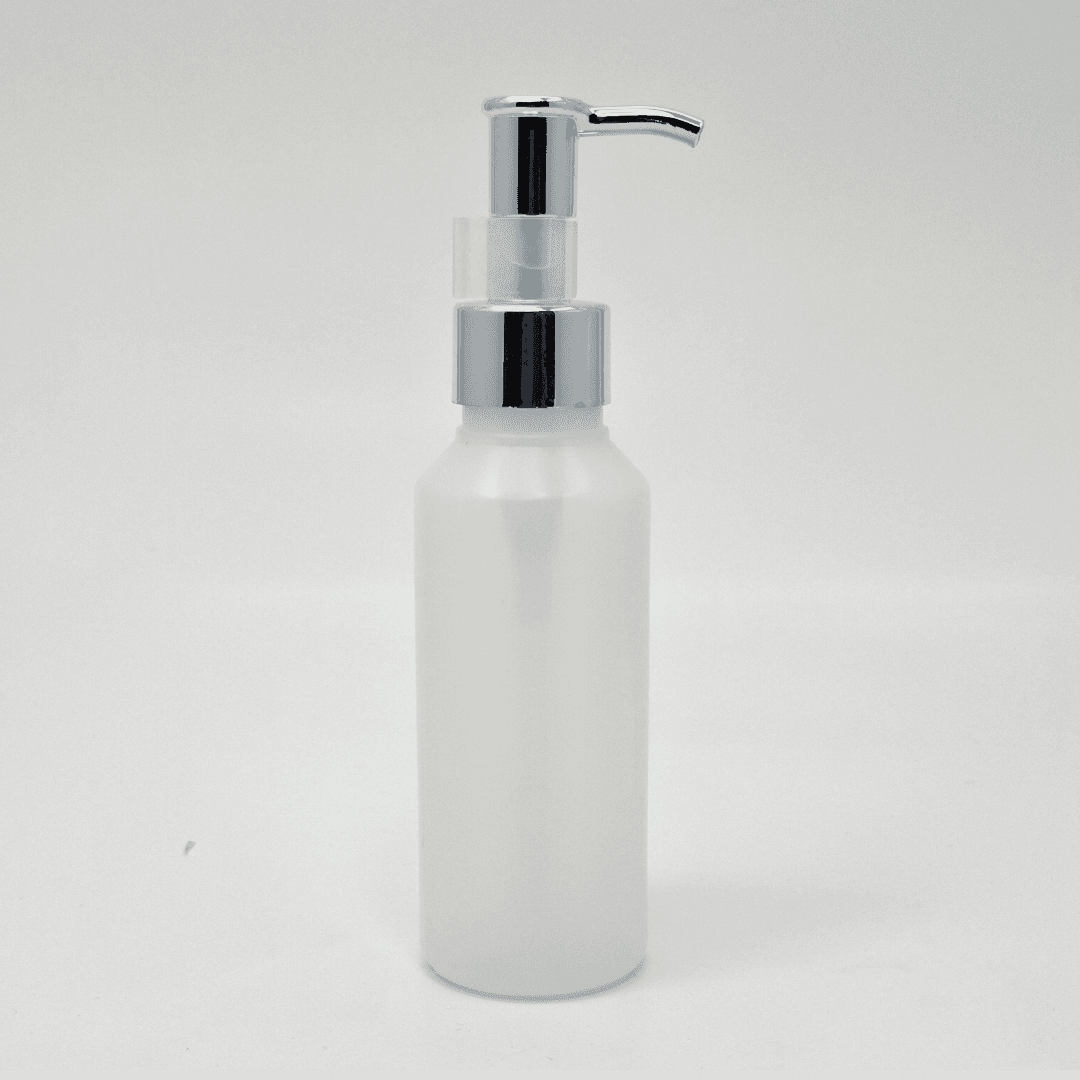 Main image of 100ml Clear HDPE Bottle - Silver Long Neck Pump
