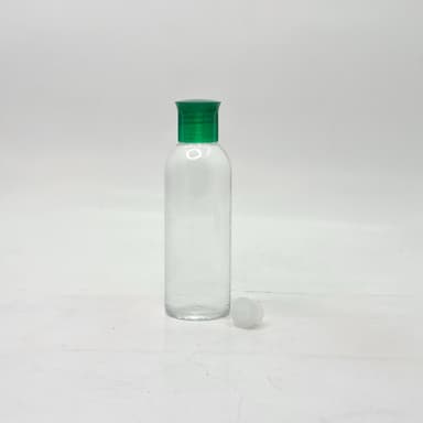 100ml Clear Round Neck Bottle - Oil Lid Green