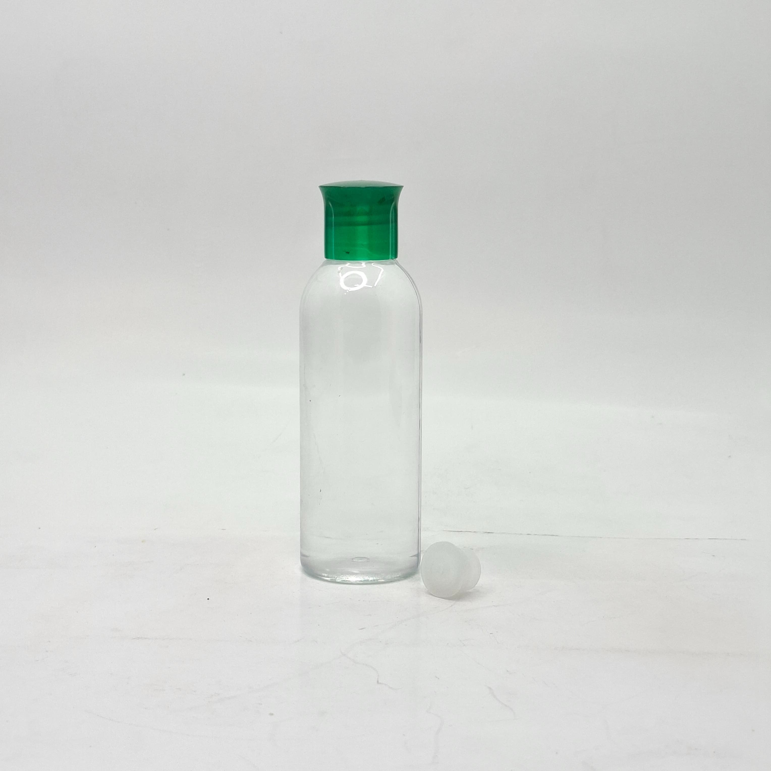 Main image of 100ml Clear Round Neck Bottle - Oil Lid Green