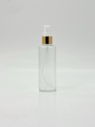 100ml Round Flat Neck Bottle Clear - Gold Spray