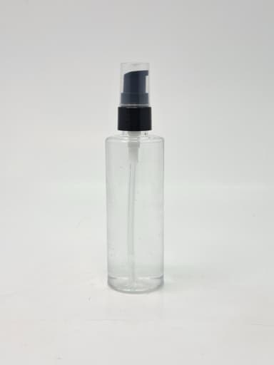 100ml Round Flat Neck Bottle Clear - Black Pump