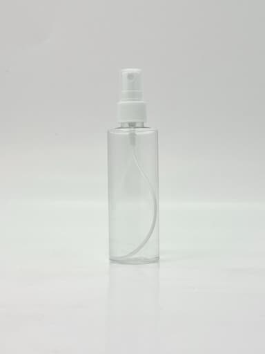 100ml Round Flat Neck Bottle Clear - White Spray
