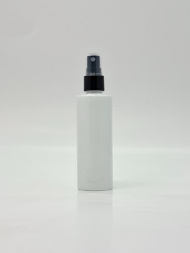 100ml Round Flat Neck Bottle White - Black Spray