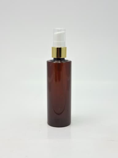 100ml Round Neck Bottle Amber - Gold Pump