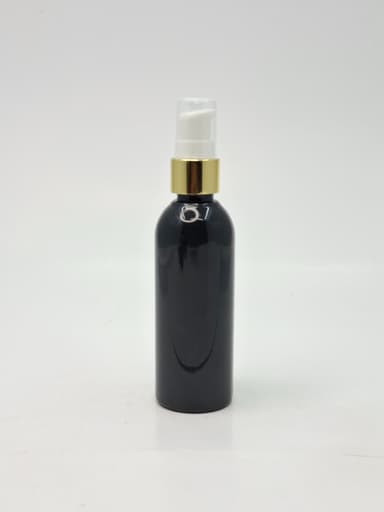 100ml Round Neck Bottle Black -Gold Pump