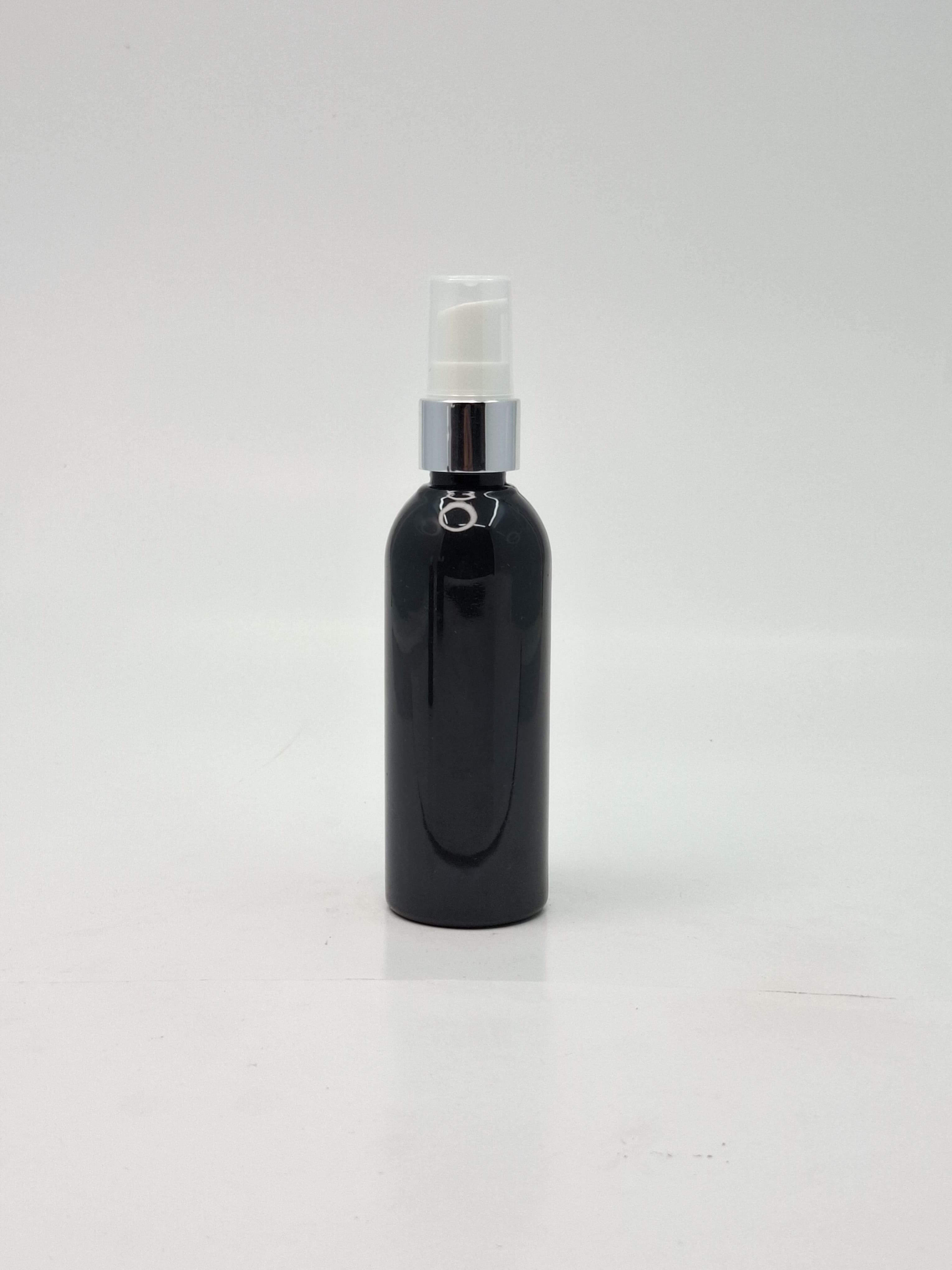 Main image of 100ml Round Neck Bottle Black - Silver Pump