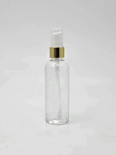 100ml Round Neck Bottle Clear - Gold Pump