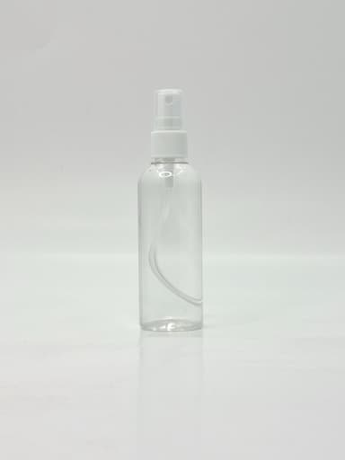 100ml Round Neck Bottle Clear - White Spray