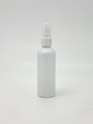 100ml Round Neck Bottle White - White Pump