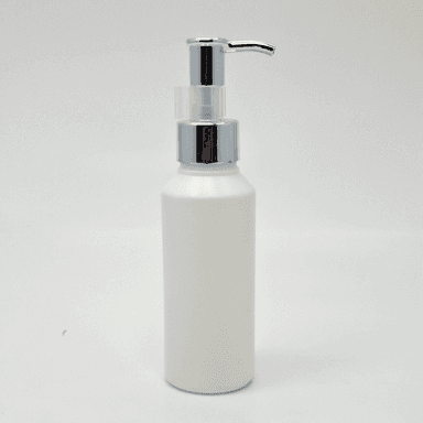 100ml White HDPE Bottle - Silver Long Neck Pump