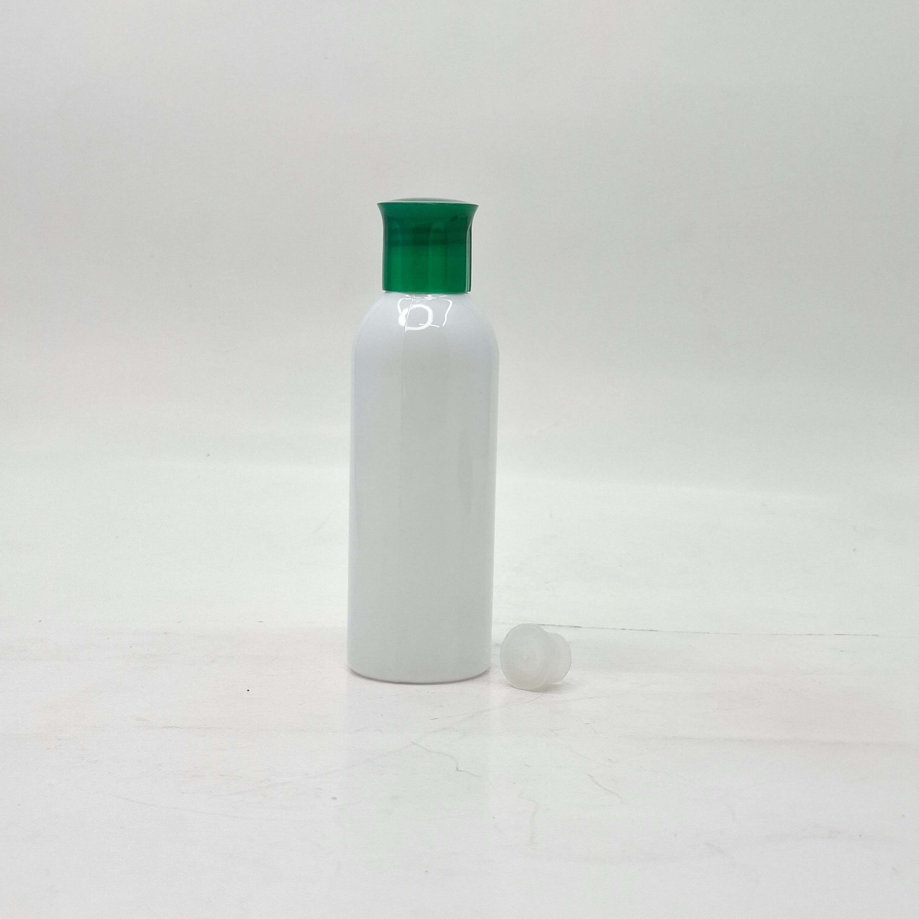 Main image of 100ml Round Nack Bottle White  - Oil Lid Green  