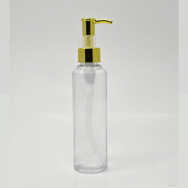 150ml Round Bottle - Gold Long Neck Pump