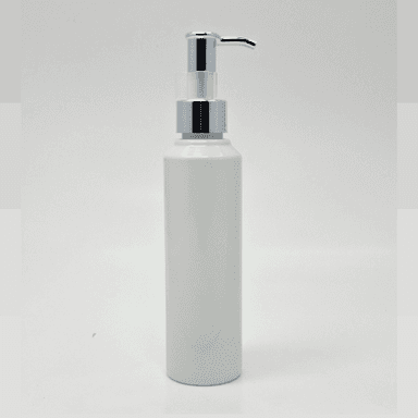 150ml White Bottle - Silver Long Neck Pump