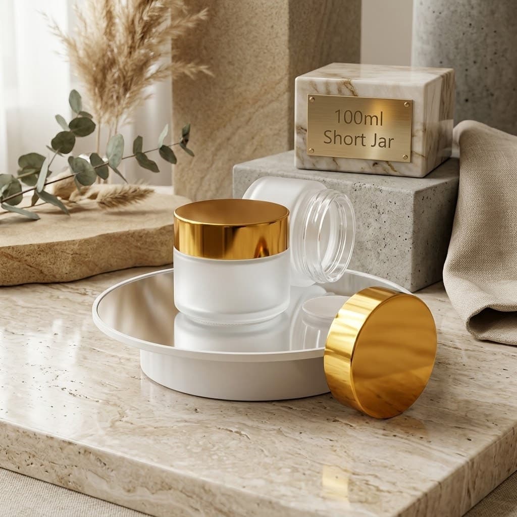 Thumbnail 2 of 100ml Frostet Glass Cream Conteiner - Gold Lid