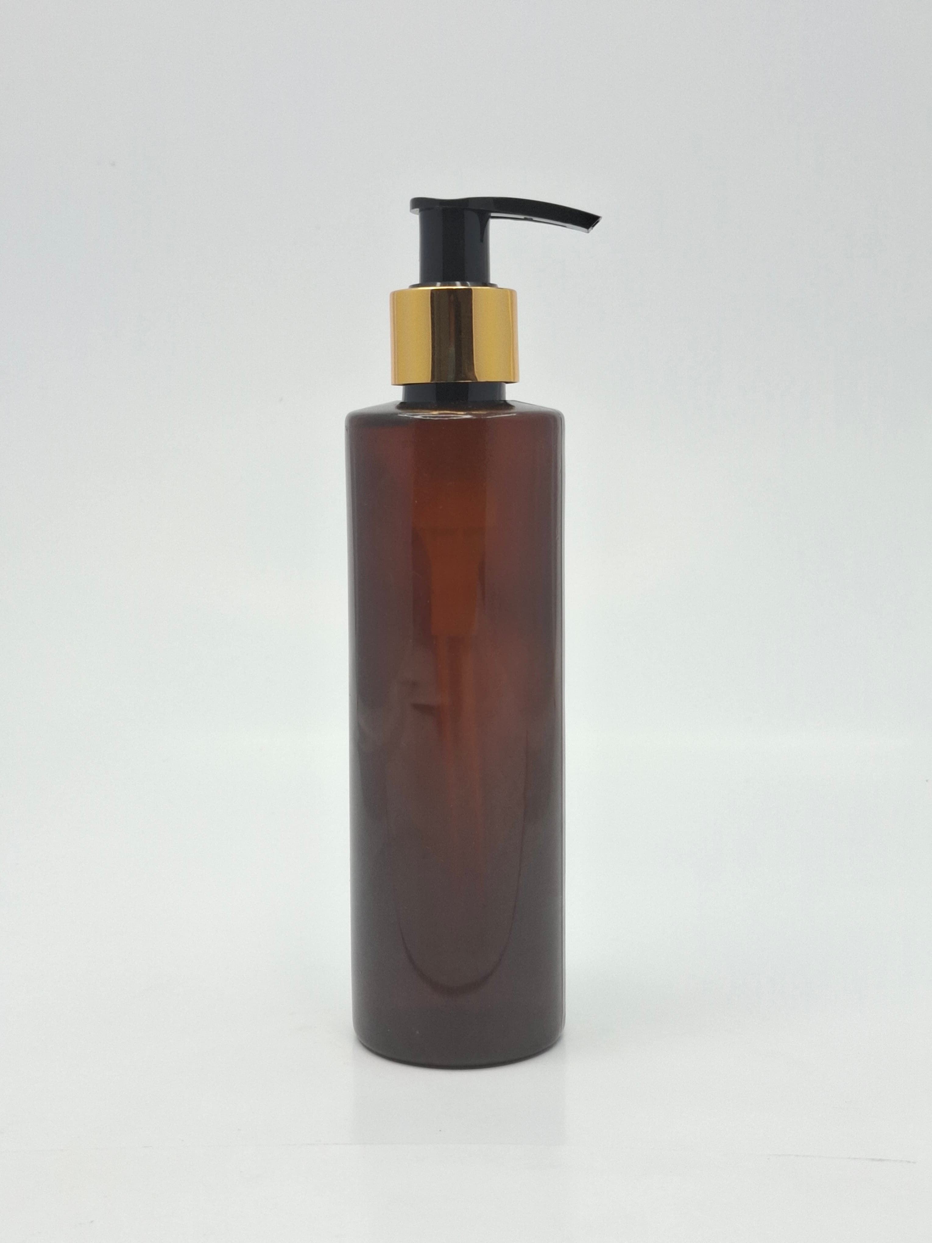 Main image of 200ml Amber Bottle - Gold / Black Pump
