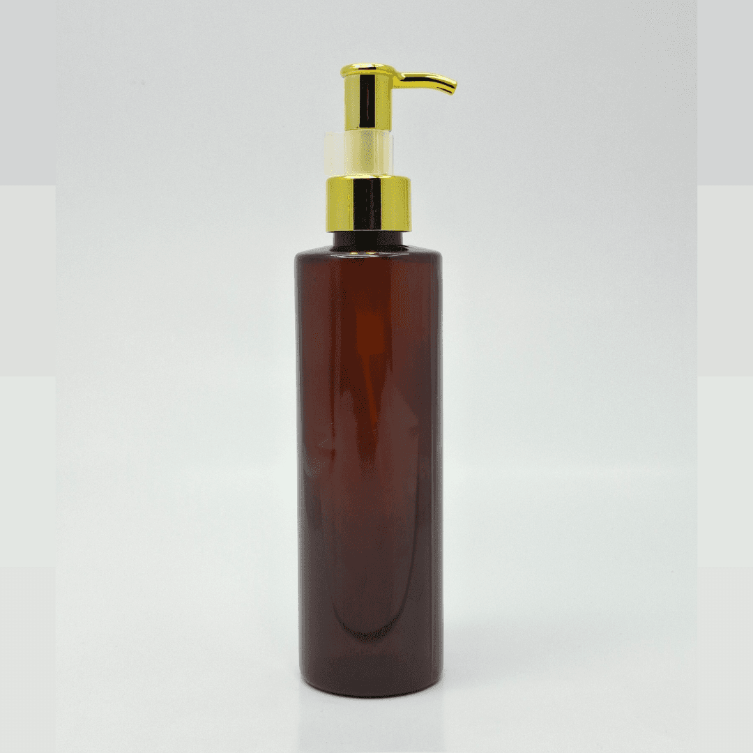 Main image of 200ml Amber Bottle - Gold Long Neck Pump