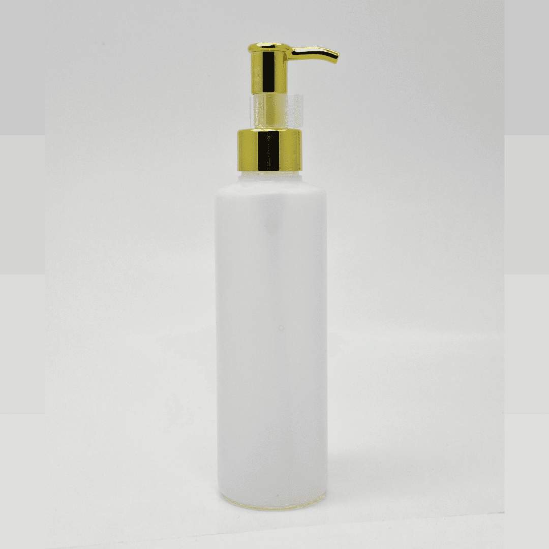Main image of 200ml Clear HDPE Bottle - Gold Long Neck Pump