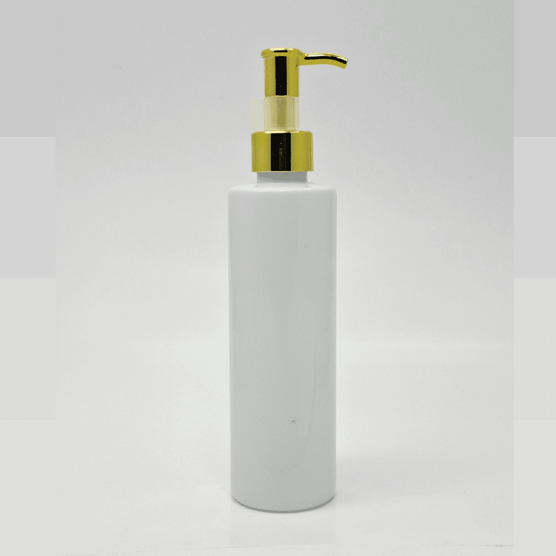 Main image of 200ml White Bottle - Gold Long Neck Pump