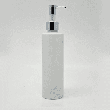 200ml White Bottle - Silver Long Neck Pump