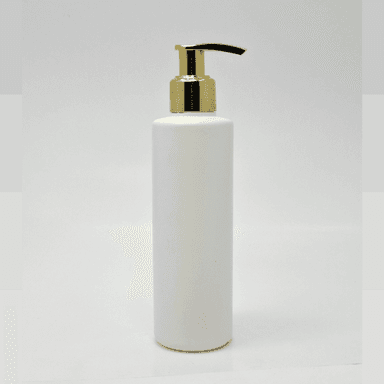 200ml White HDPE Bottle - Gold Pump