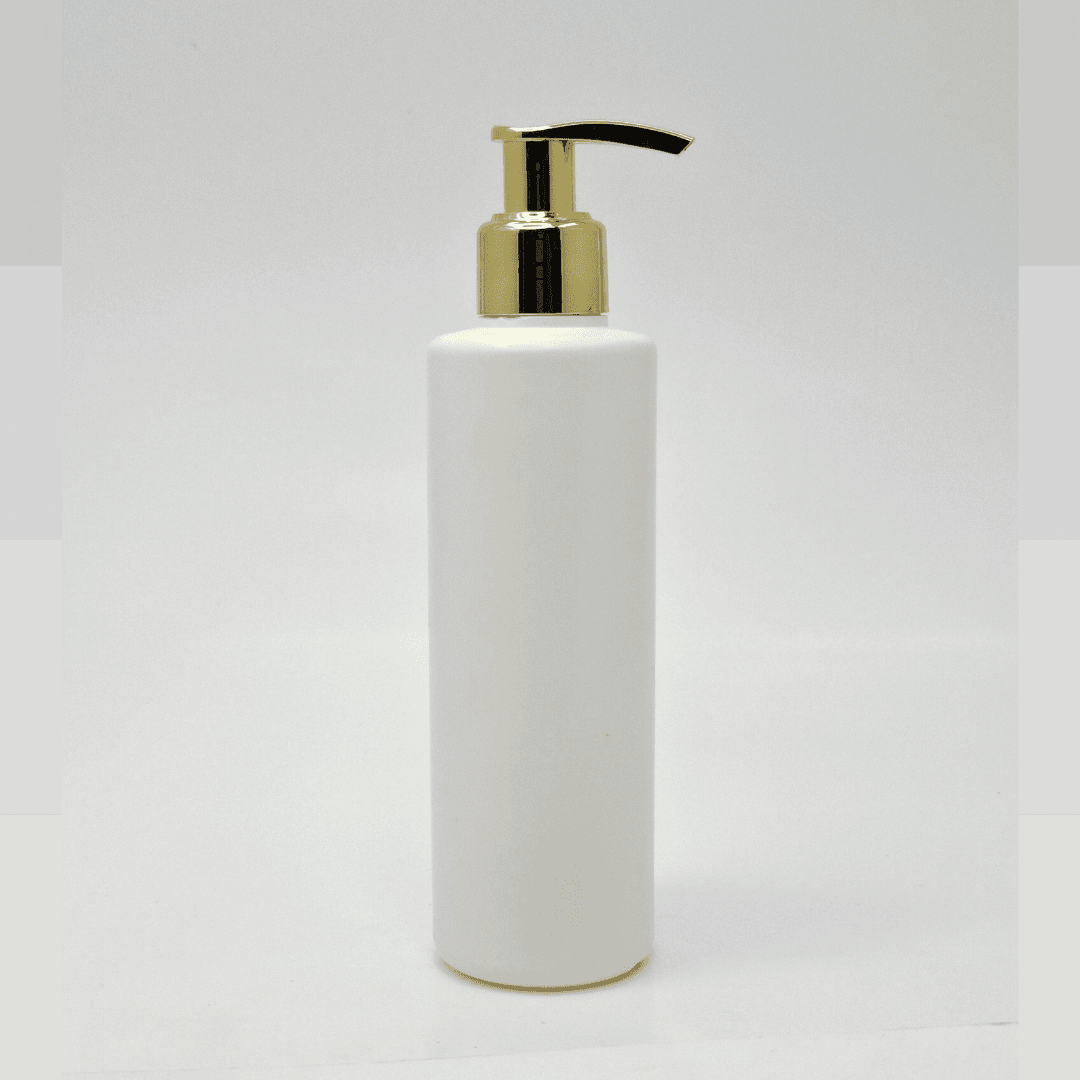 Main image of 200ml White HDPE Bottle - Gold Pump