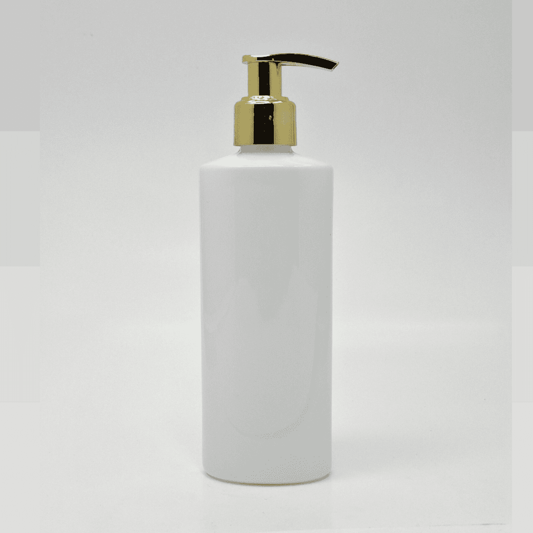 Main image of 200ml White Oval Bottle - Gold Pump