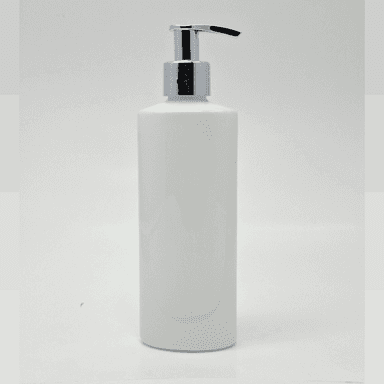 200ml White Oval Bottle - Silver Pump