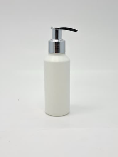 HDPE White Bottle - Silver Pumps