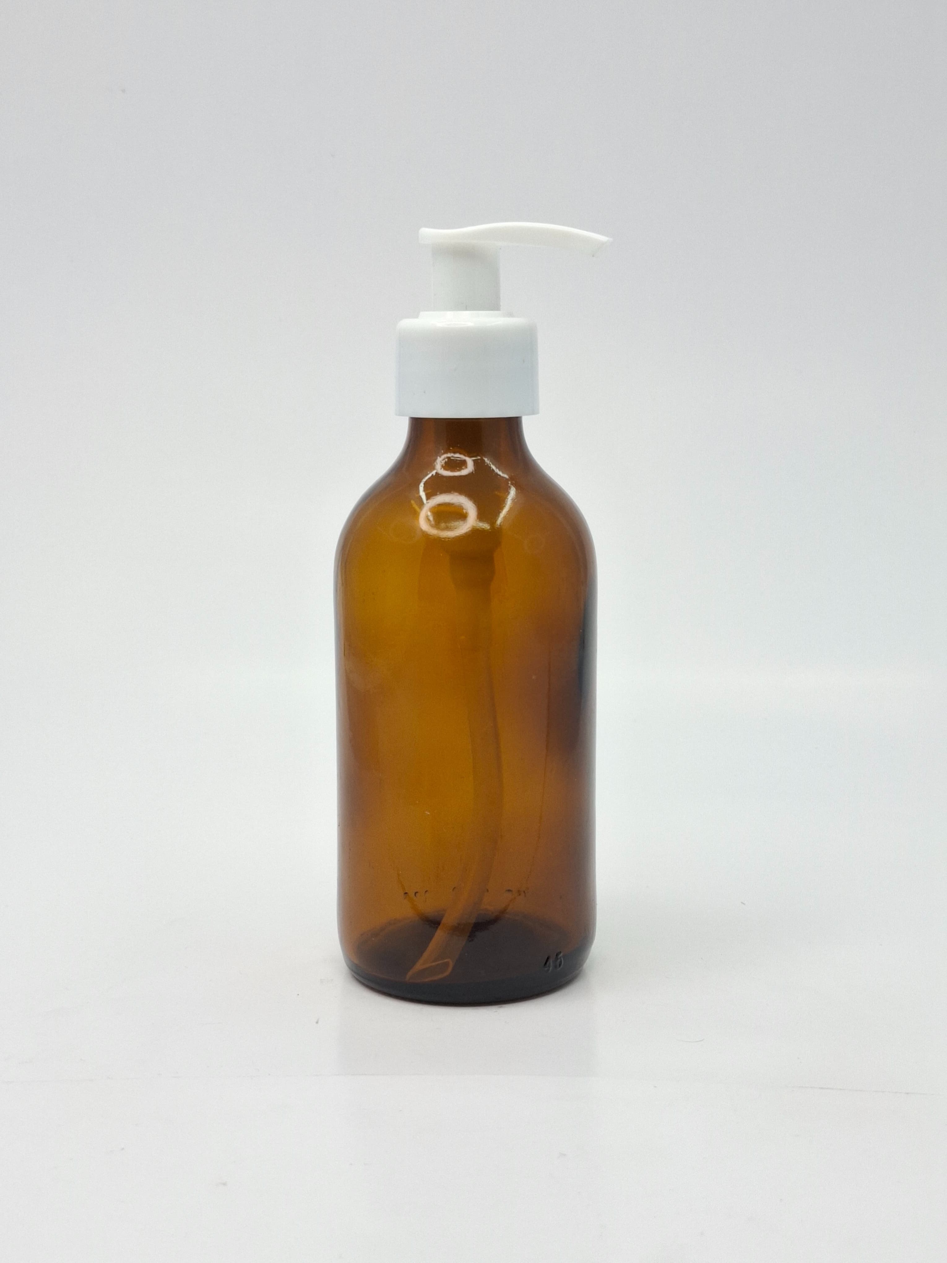 Main image of 200ml Round Glass Bottle Amber - Black Pump