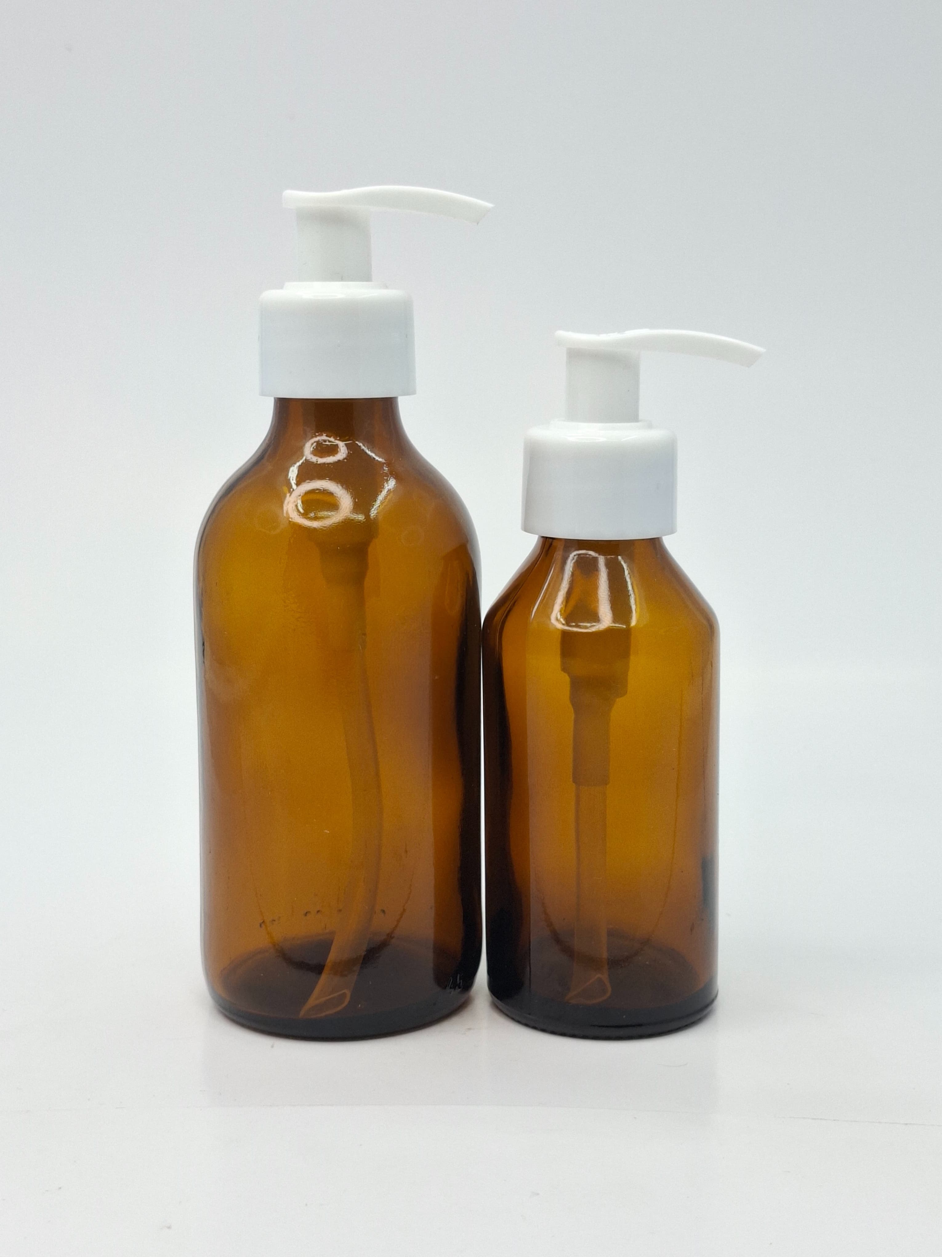 Thumbnail 2 of 200ml Round Glass Bottle Amber - Black Pump