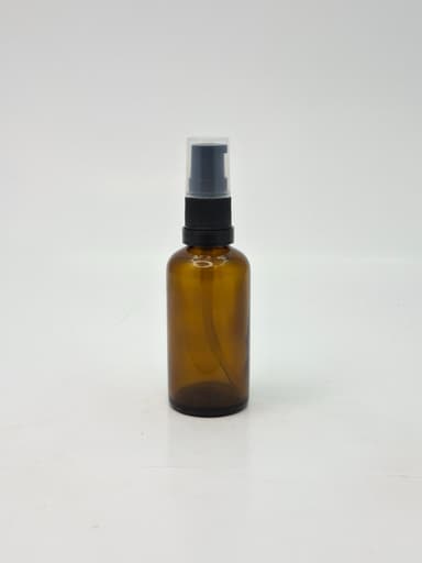 50ml Amber Glass Bottle - Black Pump