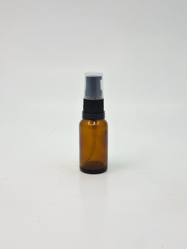 20ml Amber Glass Bottle - Black Pump 