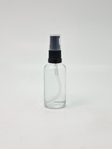 50ml Clear Glass Bottle - Black Pump