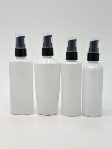 100ml Milk White Bottle - Cream Pump Black