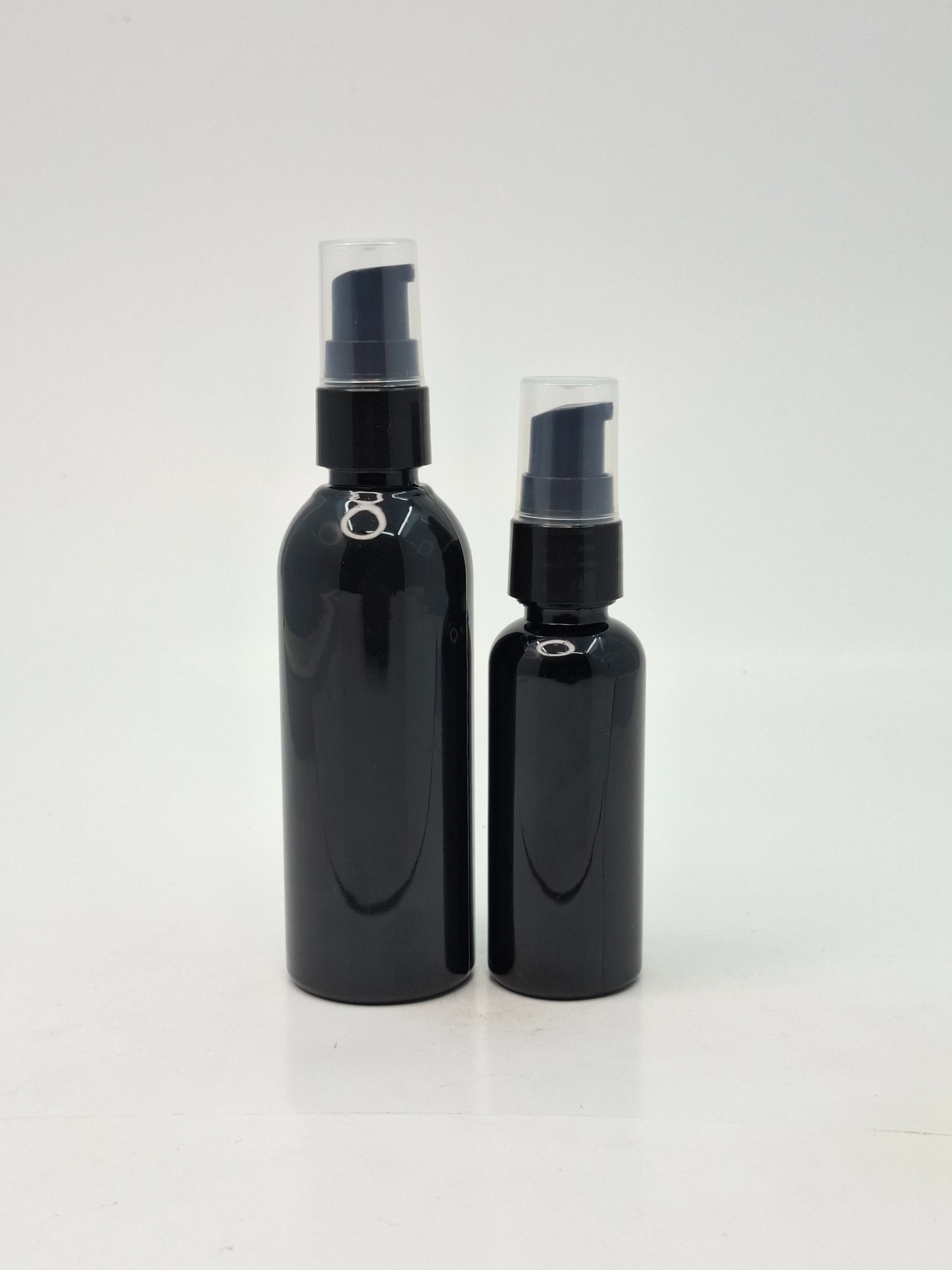 Main image of 50ml-100ml Round Neck Bottle  Black - Drop Pump Black