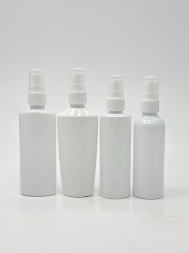100ml Milk White Bottle - Cream Pump White