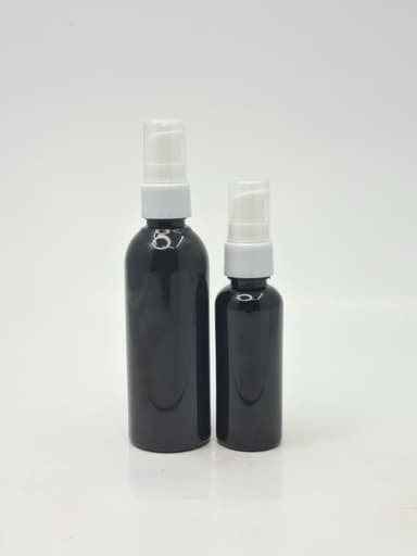 50ml-100ml Round Bottle Black - Cream Pump White