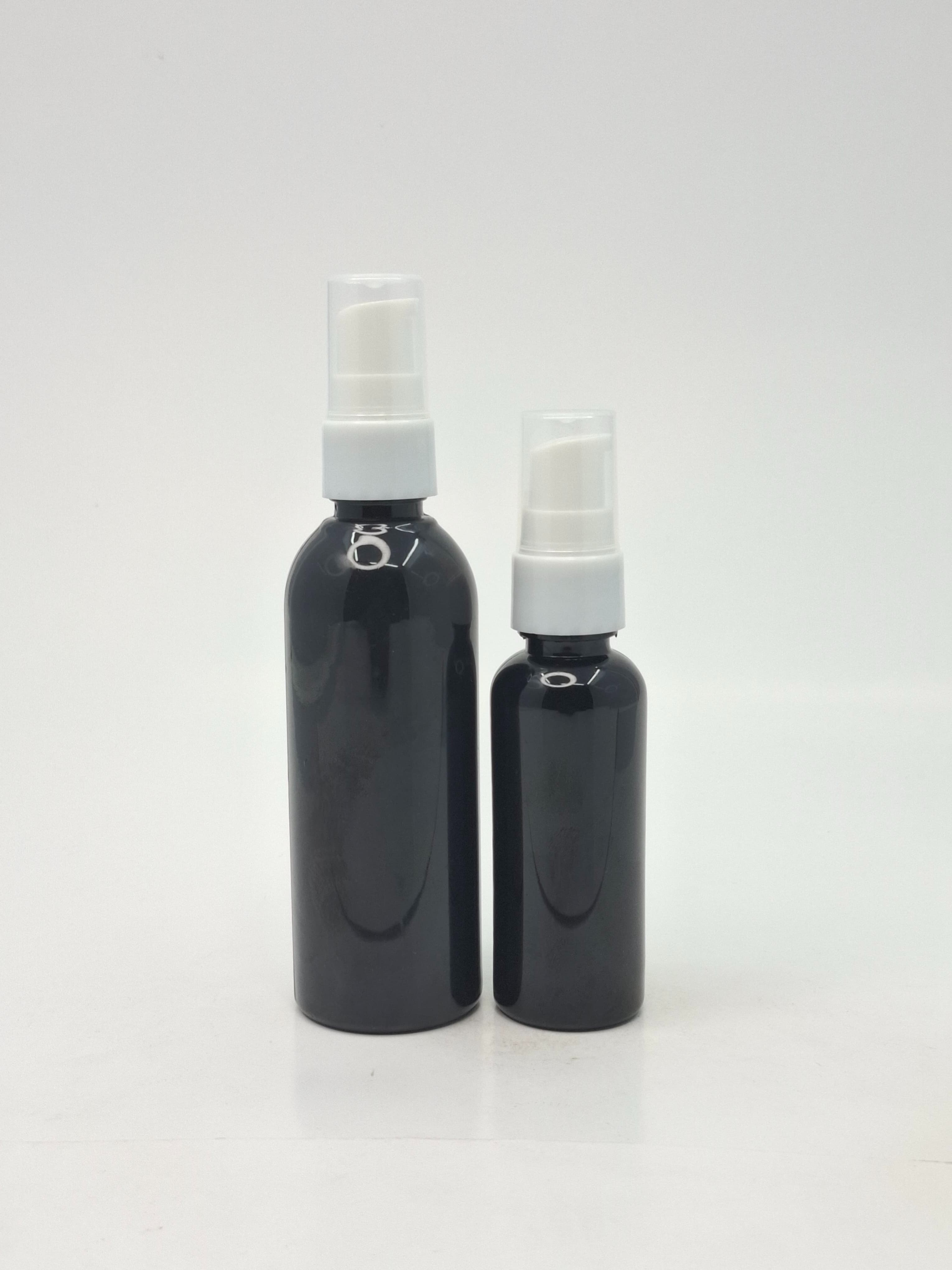 Main image of 50ml-100ml Round Bottle Black - Cream Pump White