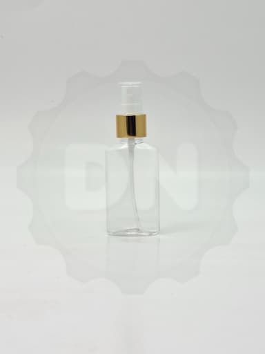 50ml Oval  Bottle Clear - Gold Spray 