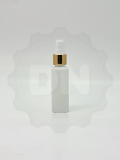 50ml Round Bottle White - Gold Spray 
