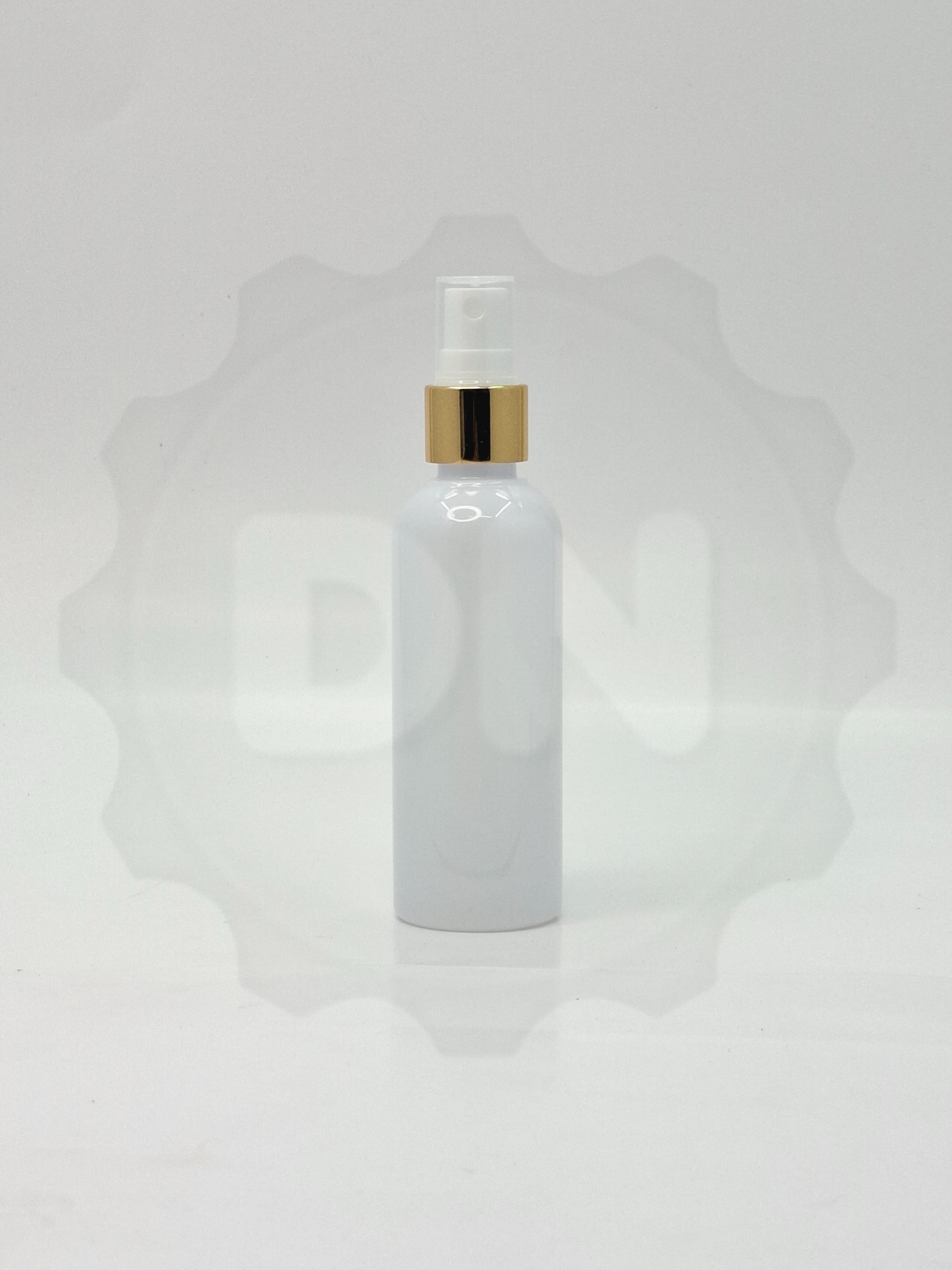 Main image of 100ml Round Neck Bottle White - Gold Spray 