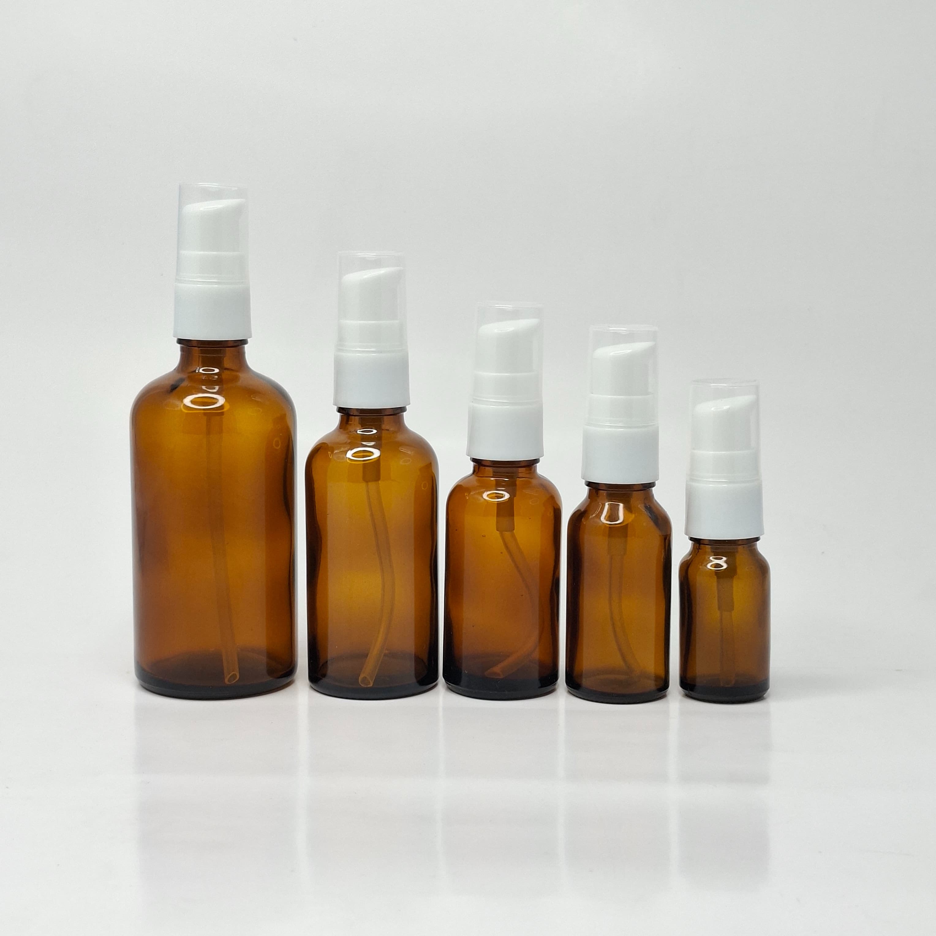 Thumbnail 2 of 50ml Amber Glass Bottle - White Pump